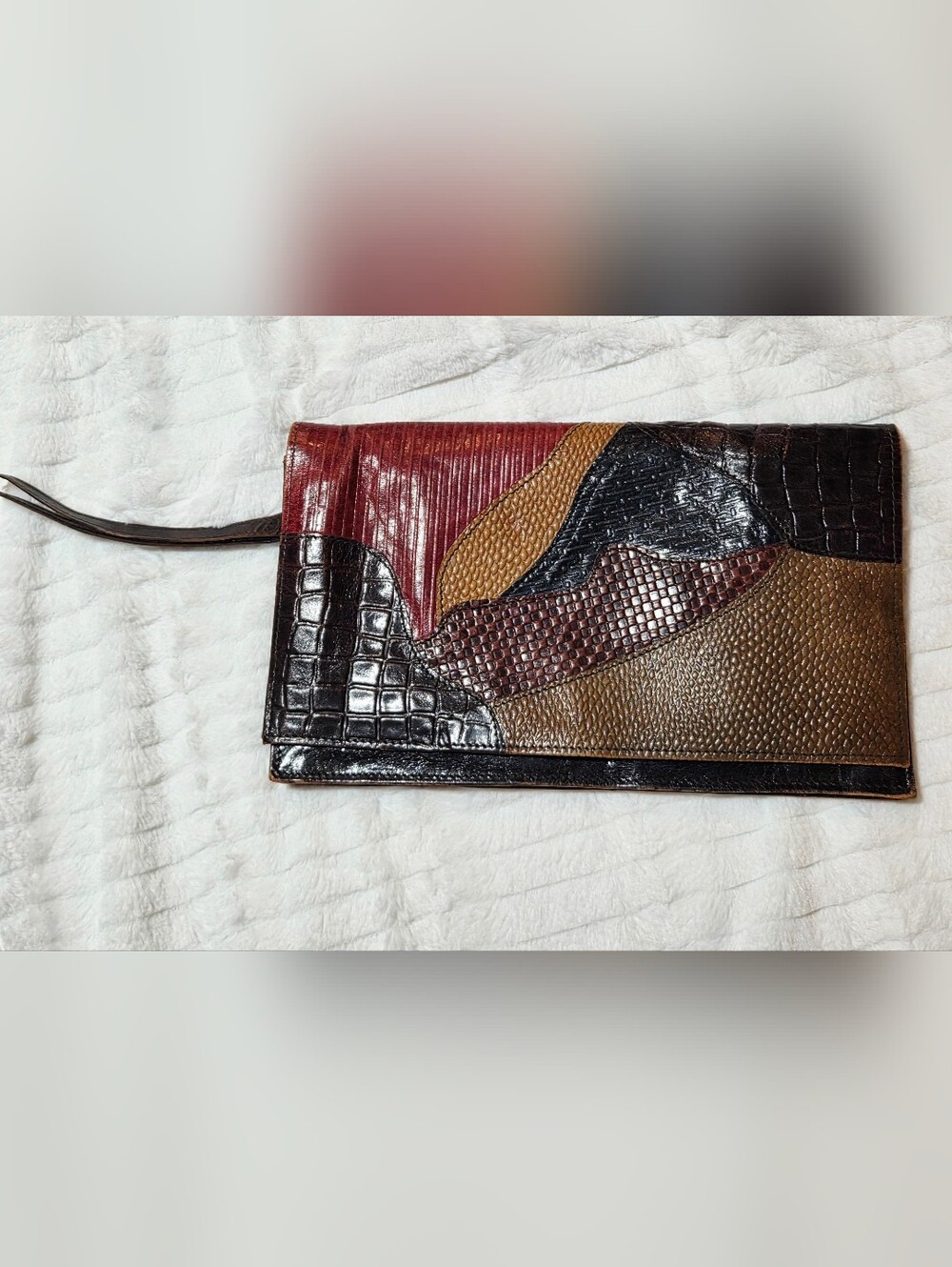 Vintage Patchwork Textured Leather Clutch